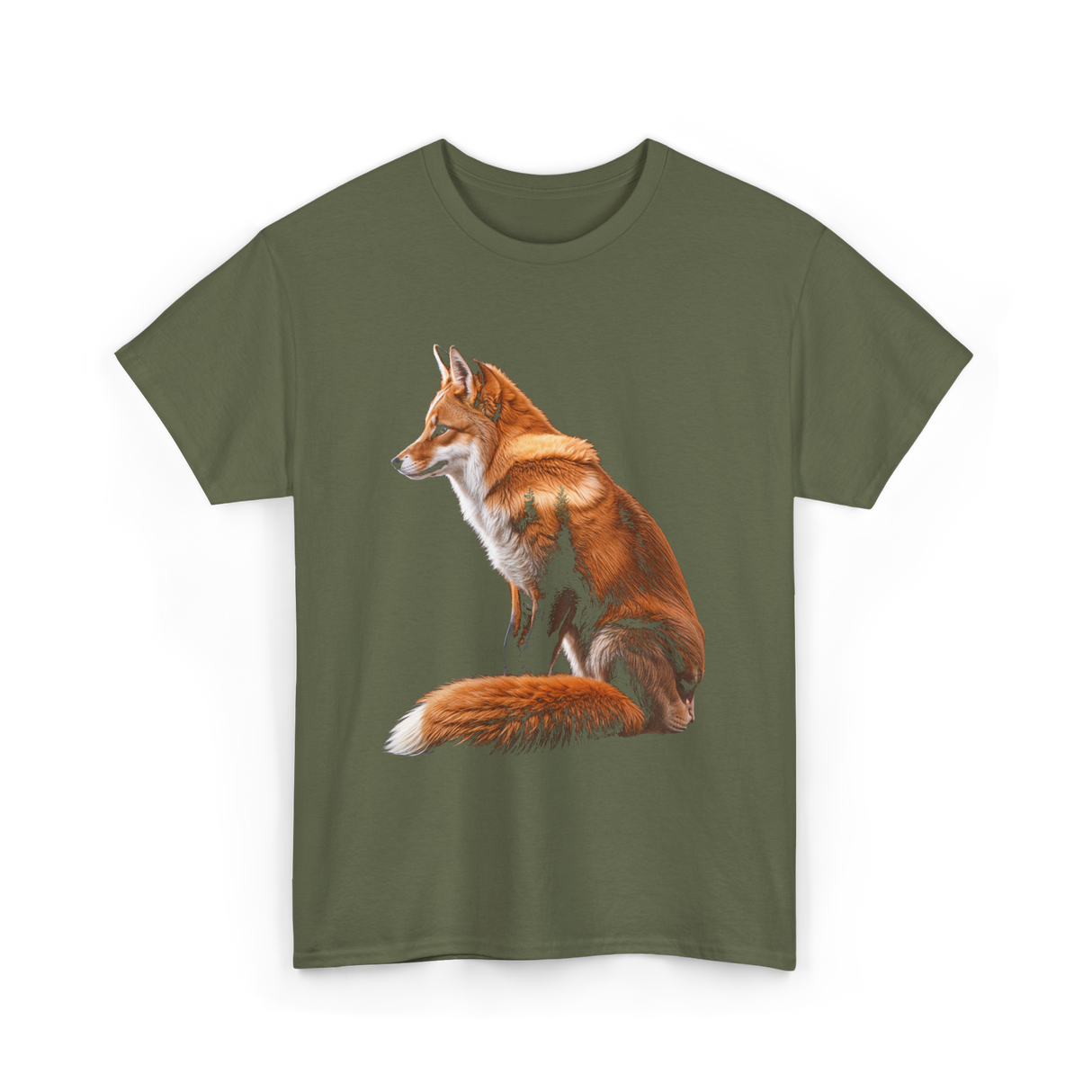 Fox Nature Lover Wildlife T-Shirt - Military Green