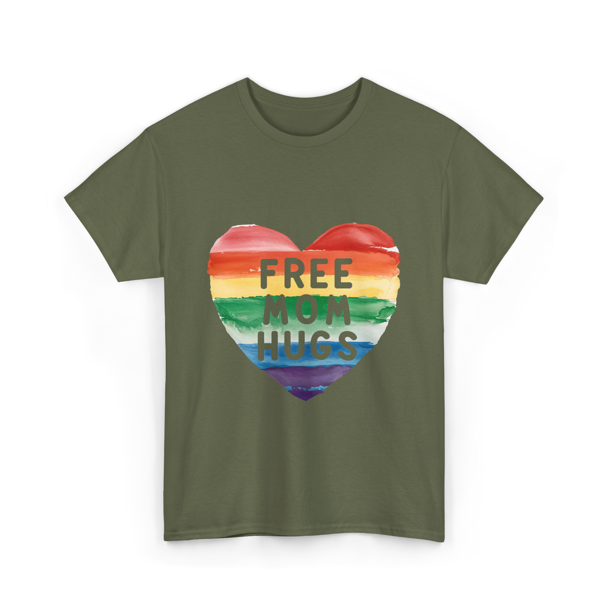 Free Mom Hugs Pride T-Shirt - Military Green