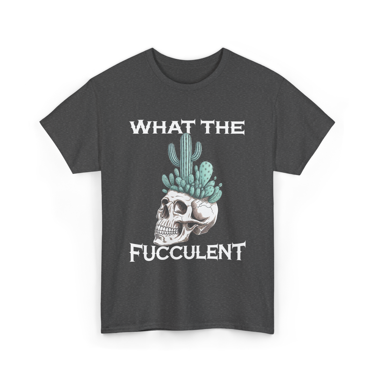 Fucculent Skull Cactus T-Shirt - Dark Heather