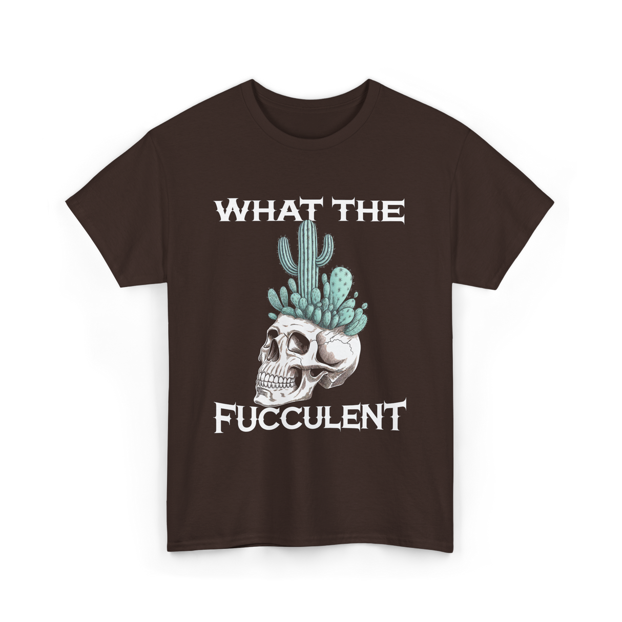 Fucculent Skull Cactus T-Shirt - Dark Chocolate