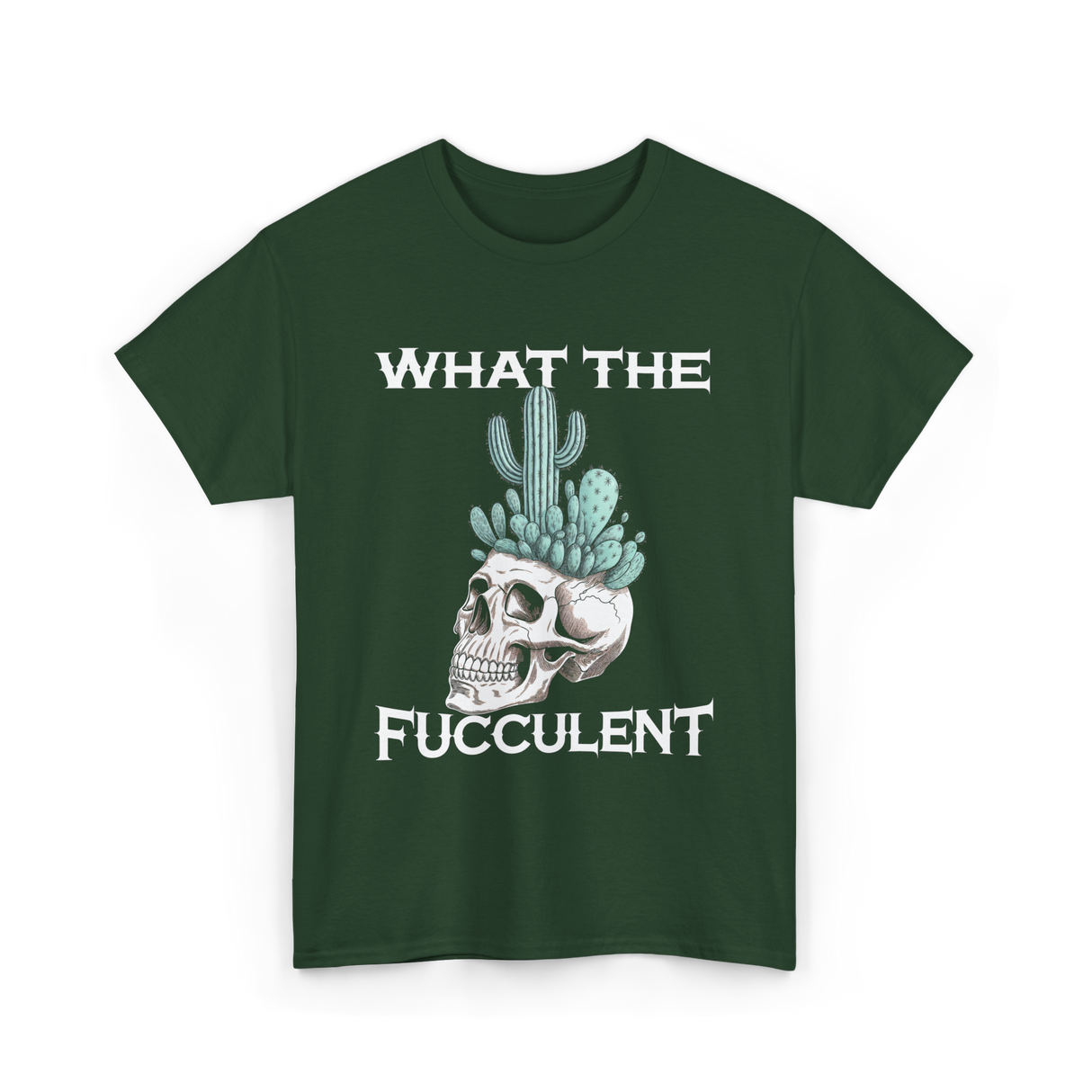 Fucculent Skull Cactus T-Shirt - Forest Green