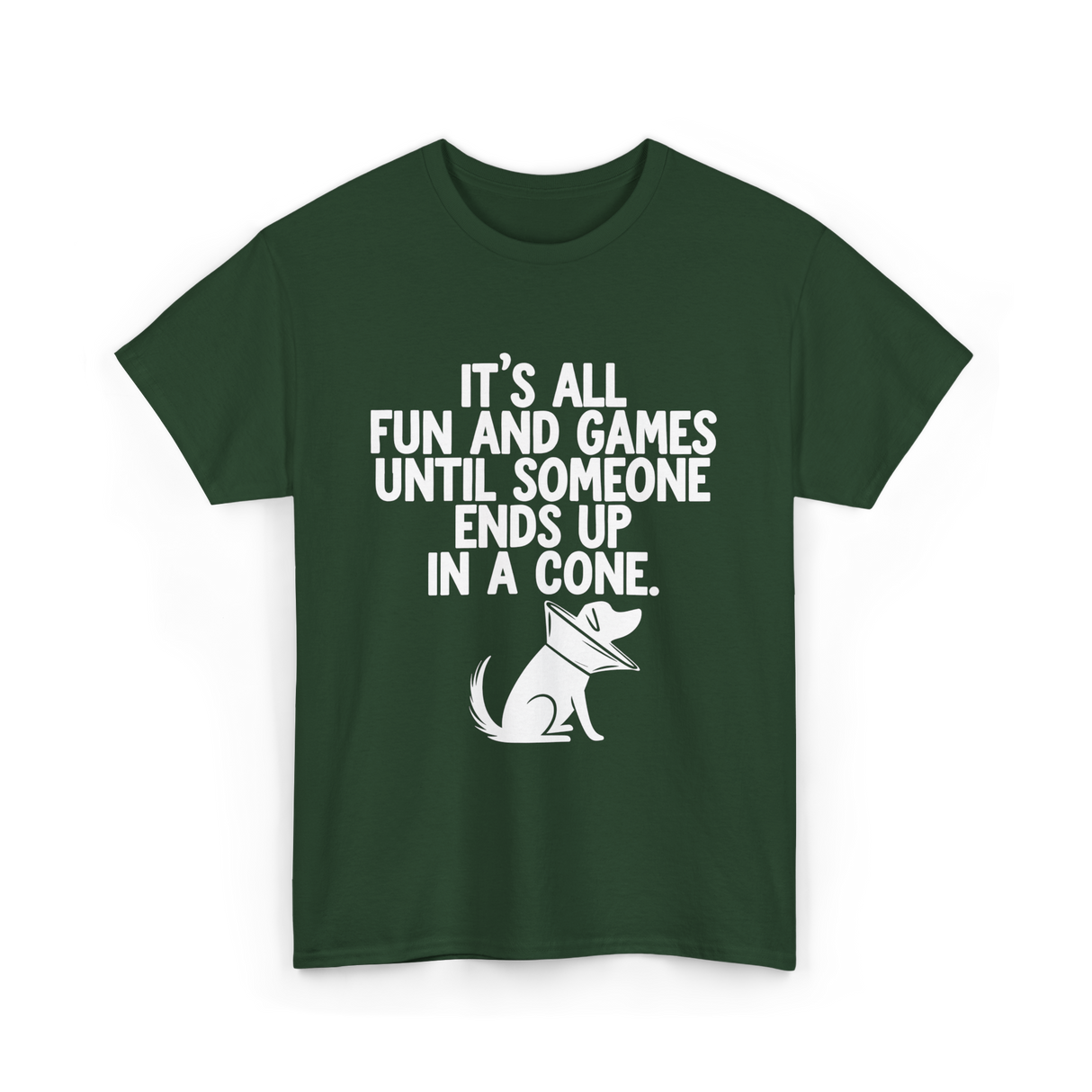 Fun and Games Cone Dog T-Shirt - Forest Green