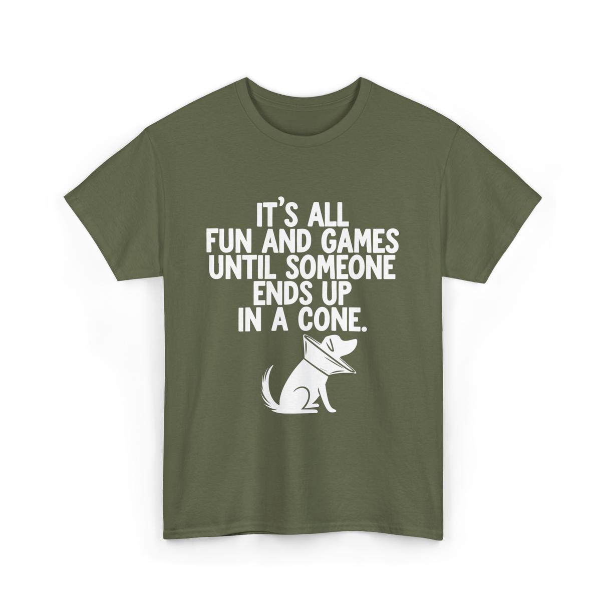 Fun and Games Cone Dog T-Shirt - Military Green