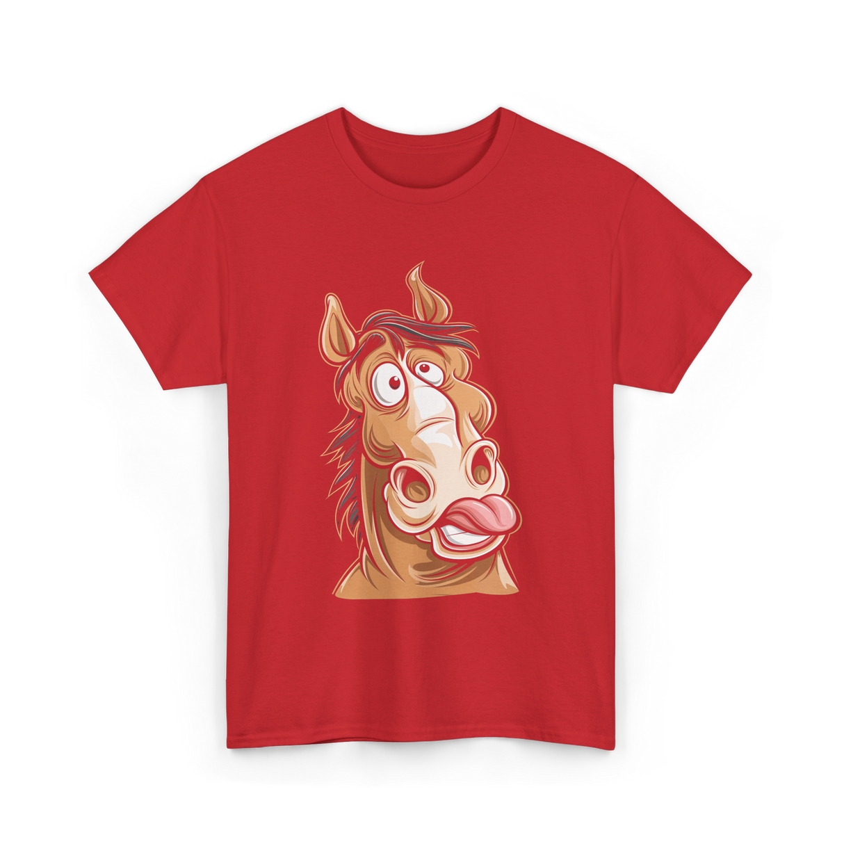 Funny Horse Face Horse Riding T-Shirt - Red