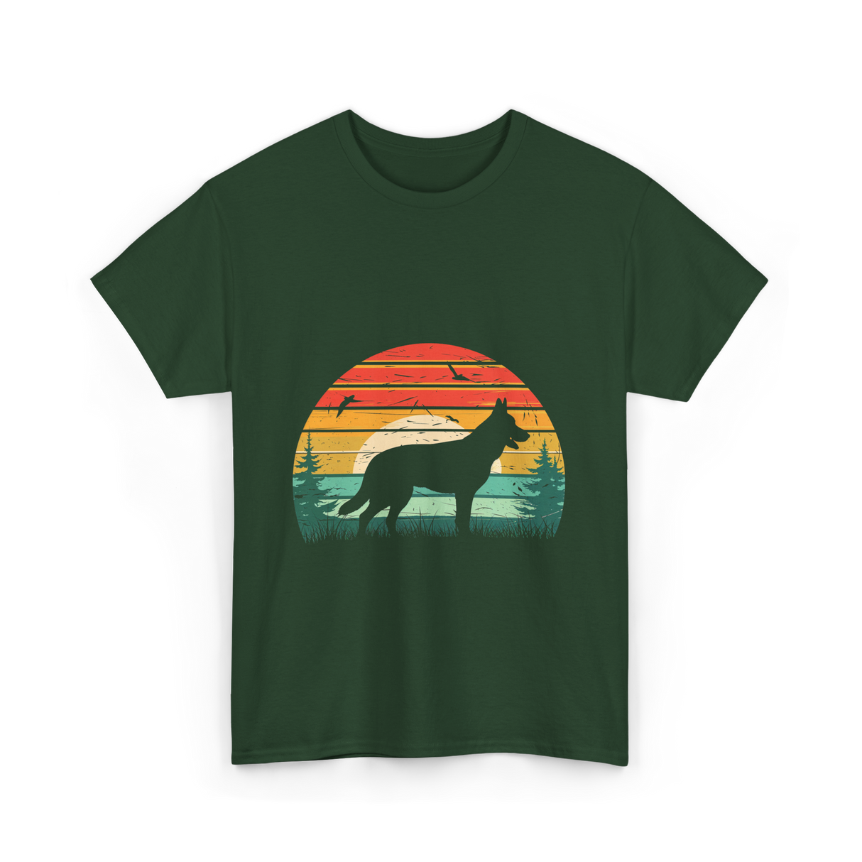 German Shepherd Vintage Retro Dog T-Shirt - Forest Green
