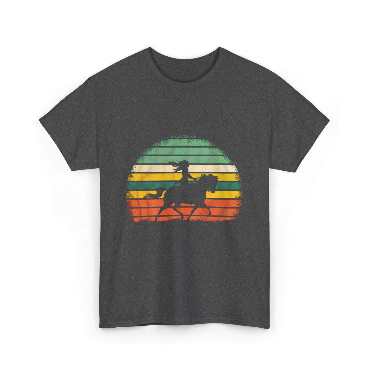 Girl Horse Riding Vintage Cowgirl T-Shirt - Dark Heather