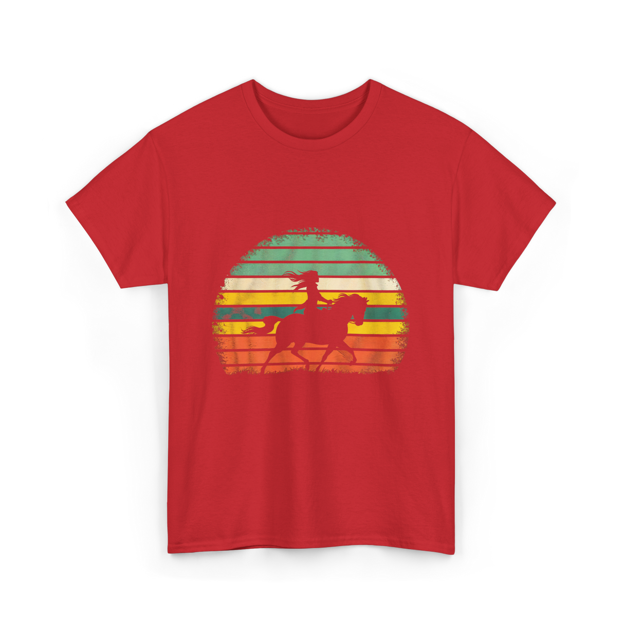 Girl Horse Riding Vintage Cowgirl T-Shirt - Red