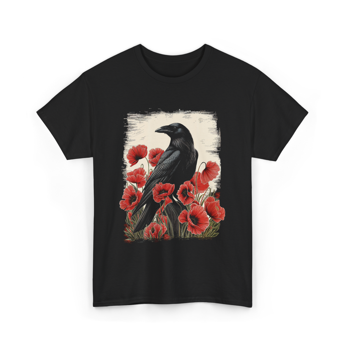 Gothic Raven Rose Raven Crow T-Shirt - Black