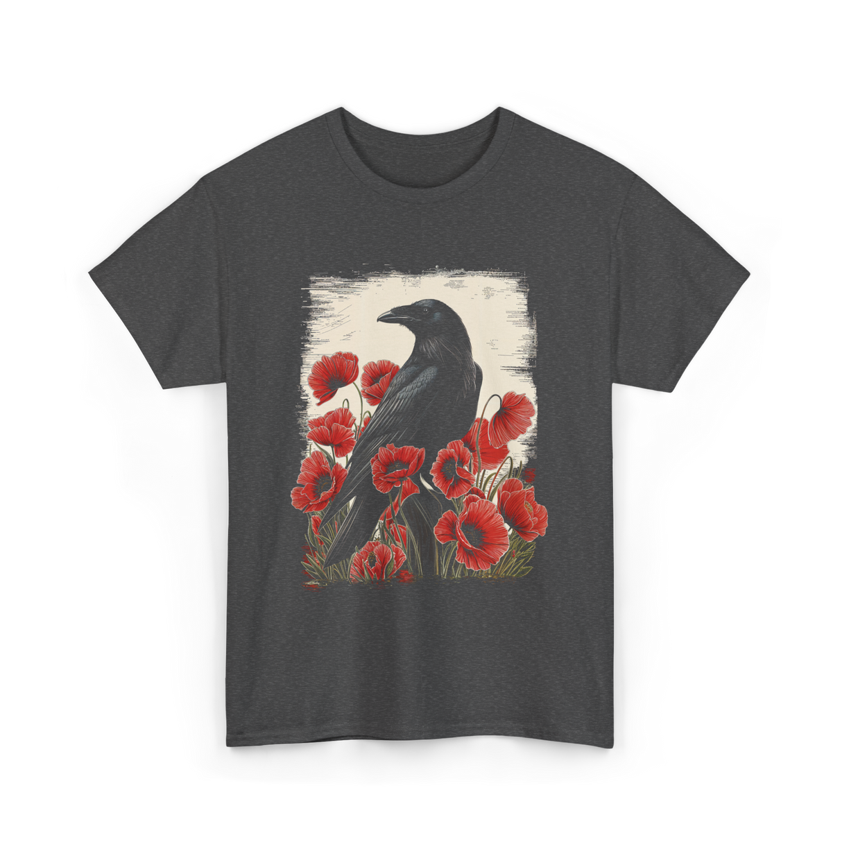 Gothic Raven Rose Raven Crow T-Shirt - Dark Heather