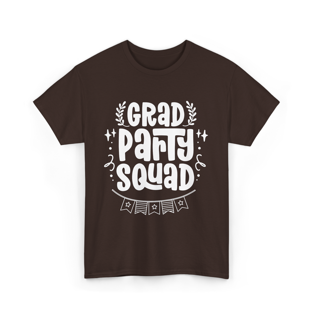Grad Party Squad Graduation Celebration T-Shirt - Dark Chocolate