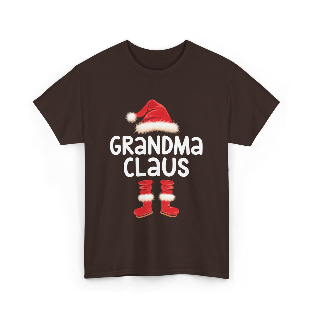 Grandma Claus Christmas Grandma T-Shirt - Dark Chocolate