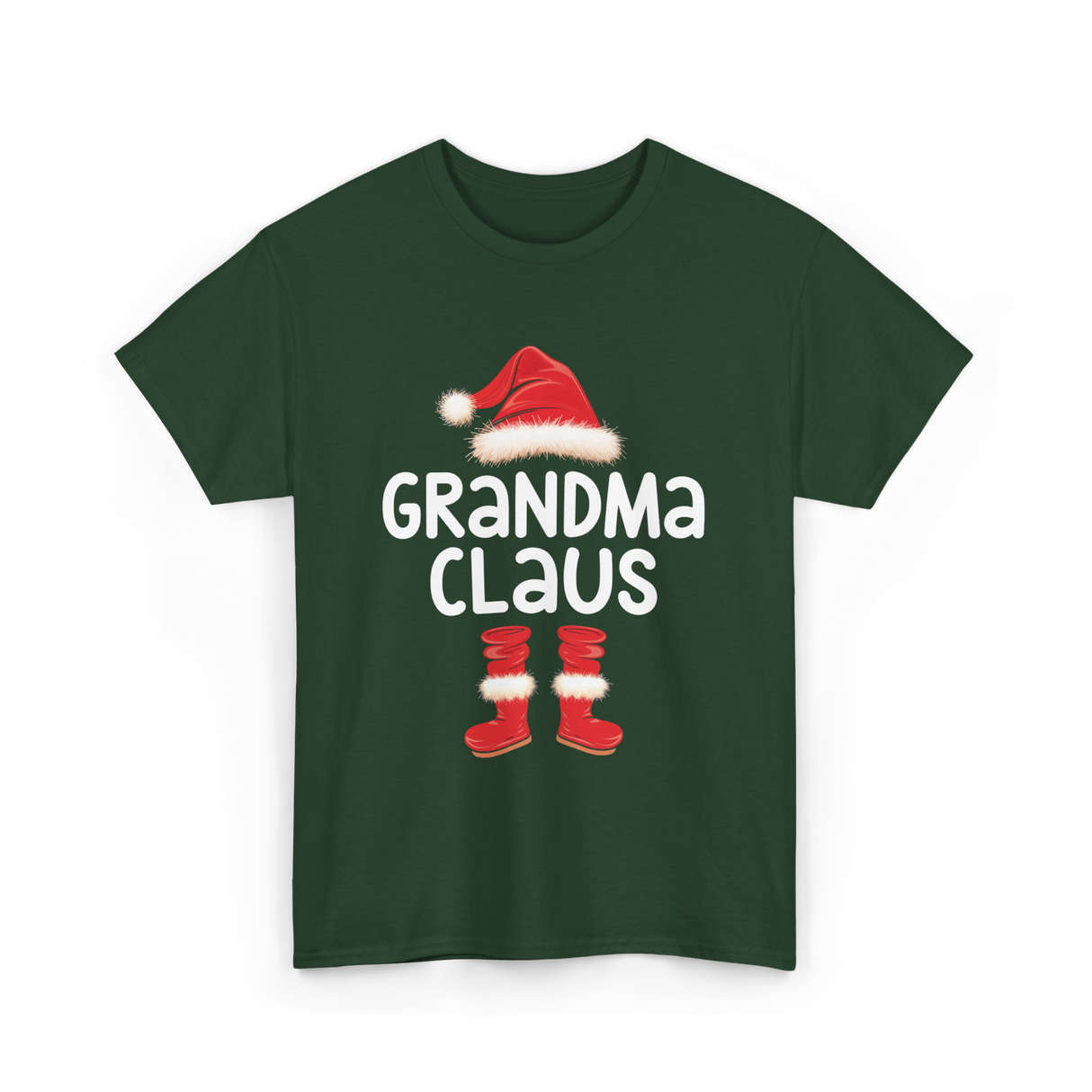 Grandma Claus Christmas Grandma T-Shirt - Forest Green