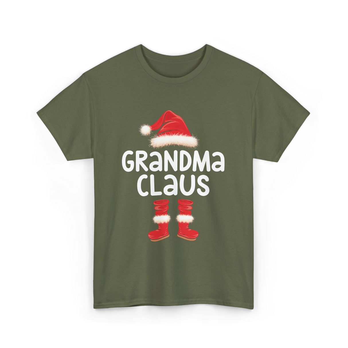 Grandma Claus Christmas Grandma T-Shirt - Military Green