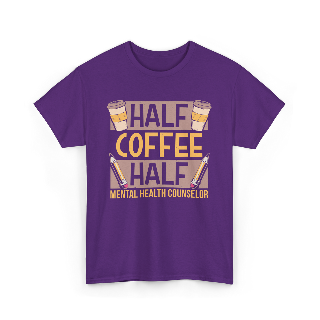 Half Coffee Half Mental Health Counselor T-Shirt - Purple