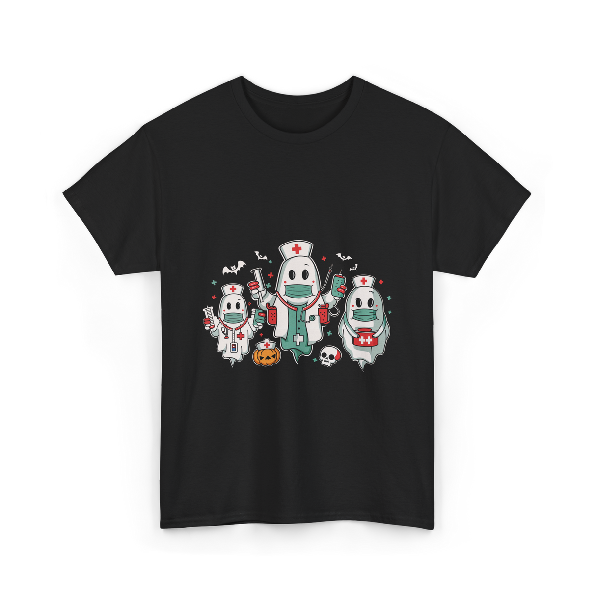 Halloween Nurse Ghost Nursing T-Shirt - Black