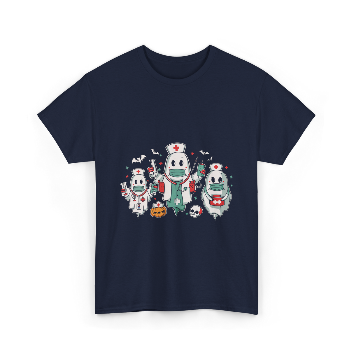 Halloween Nurse Ghost Nursing T-Shirt - Navy