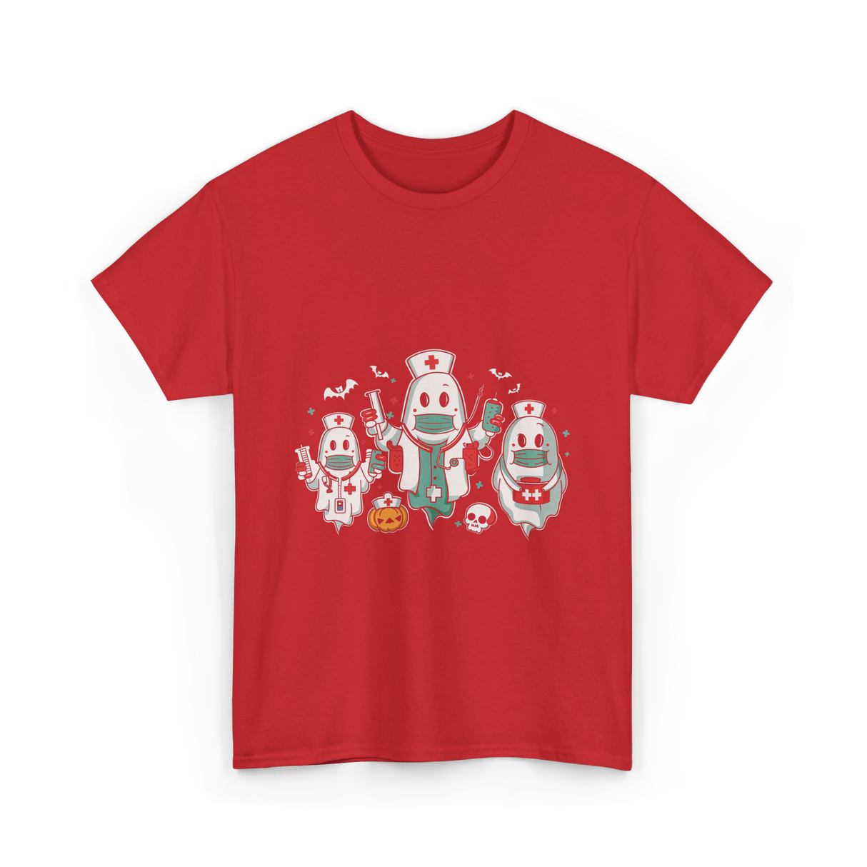 Halloween Nurse Ghost Nursing T-Shirt - Red