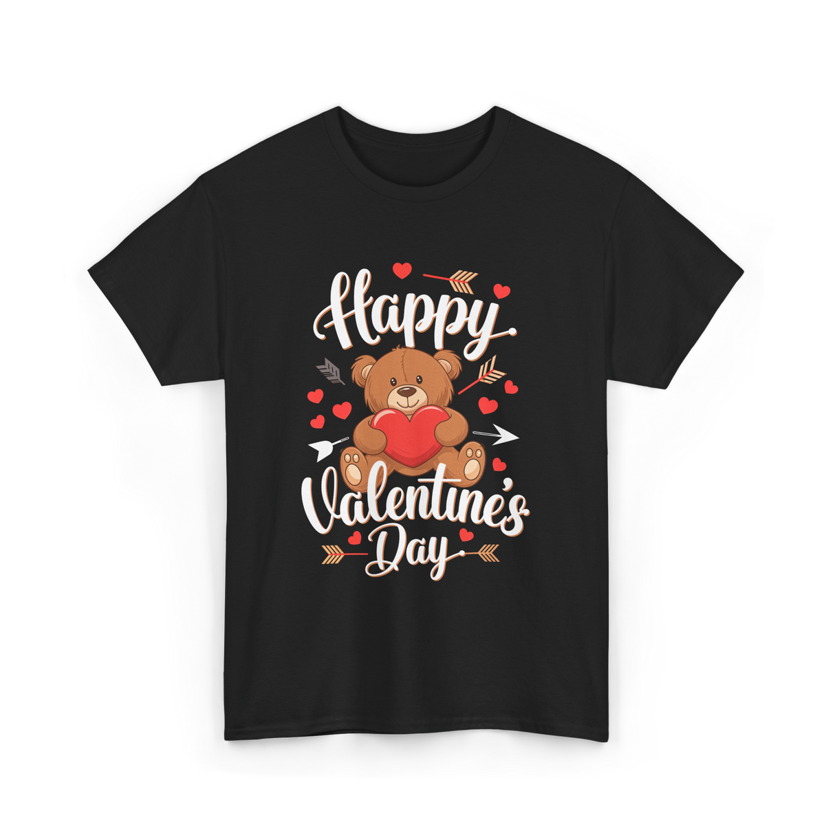 Happy Valentine's Day Bear T-Shirt - Black