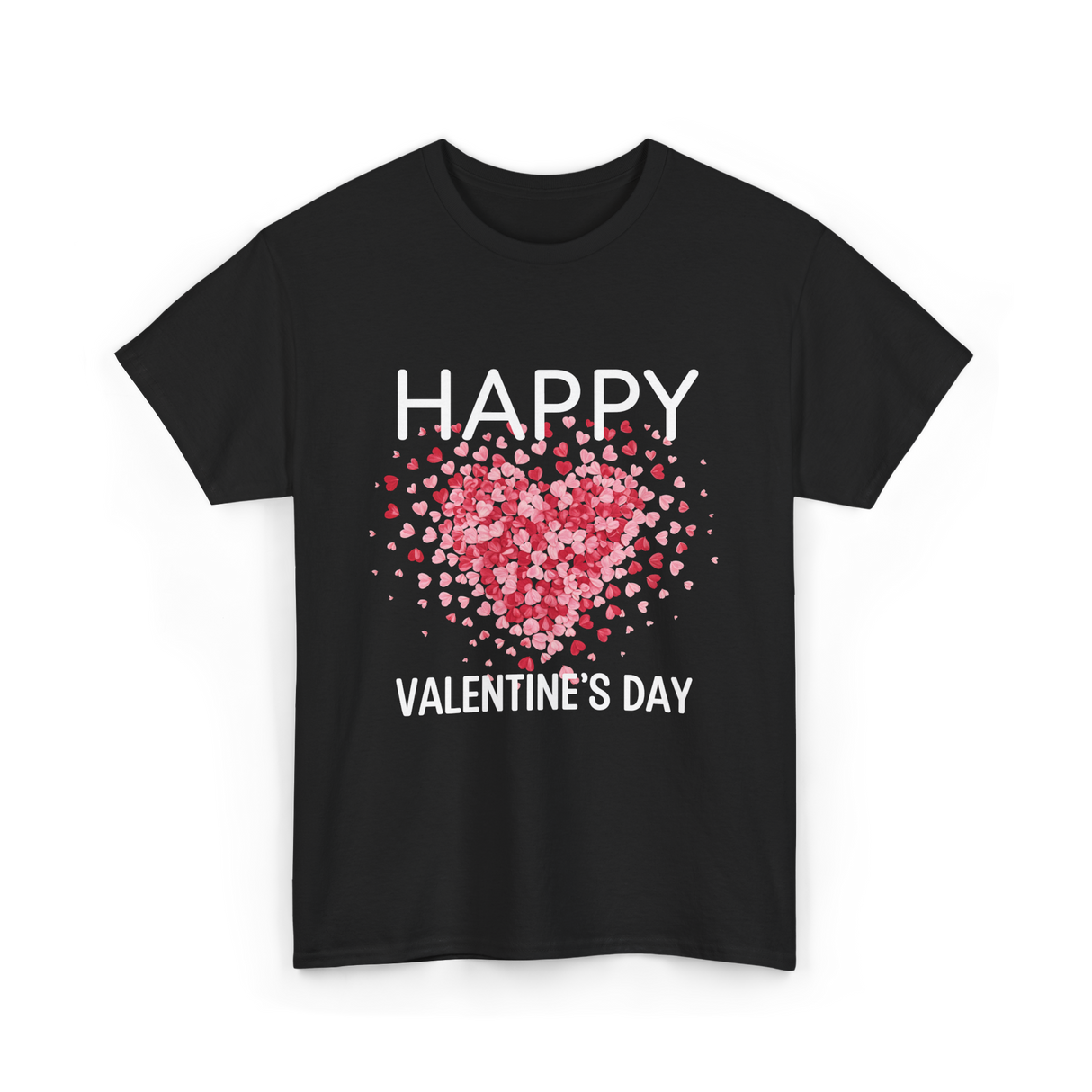 Happy Valentine's Day Heart Love T-Shirt - Black