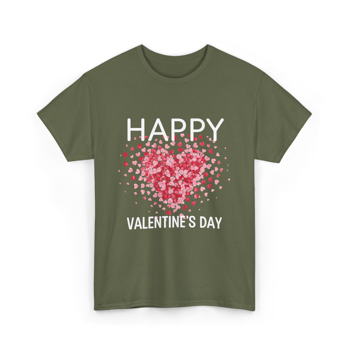 Happy Valentine's Day Heart Love T-Shirt - Military Green