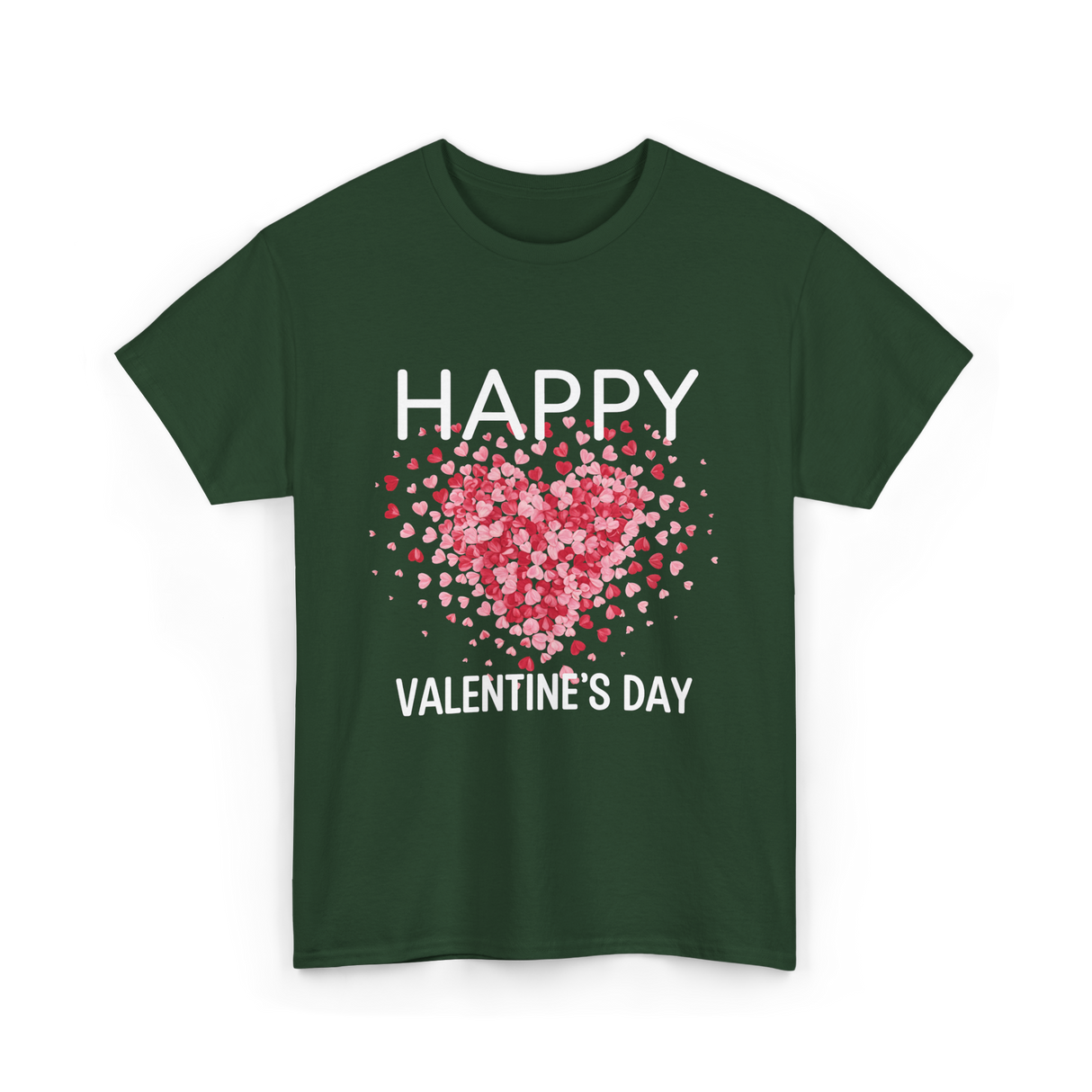 Happy Valentine's Day Heart Love T-Shirt - Forest Green