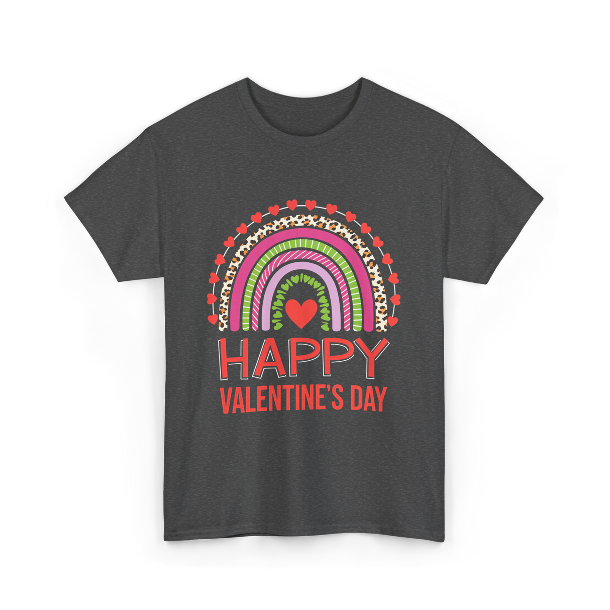 Happy Valentine's Day Rainbow T-Shirt - Dark Heather