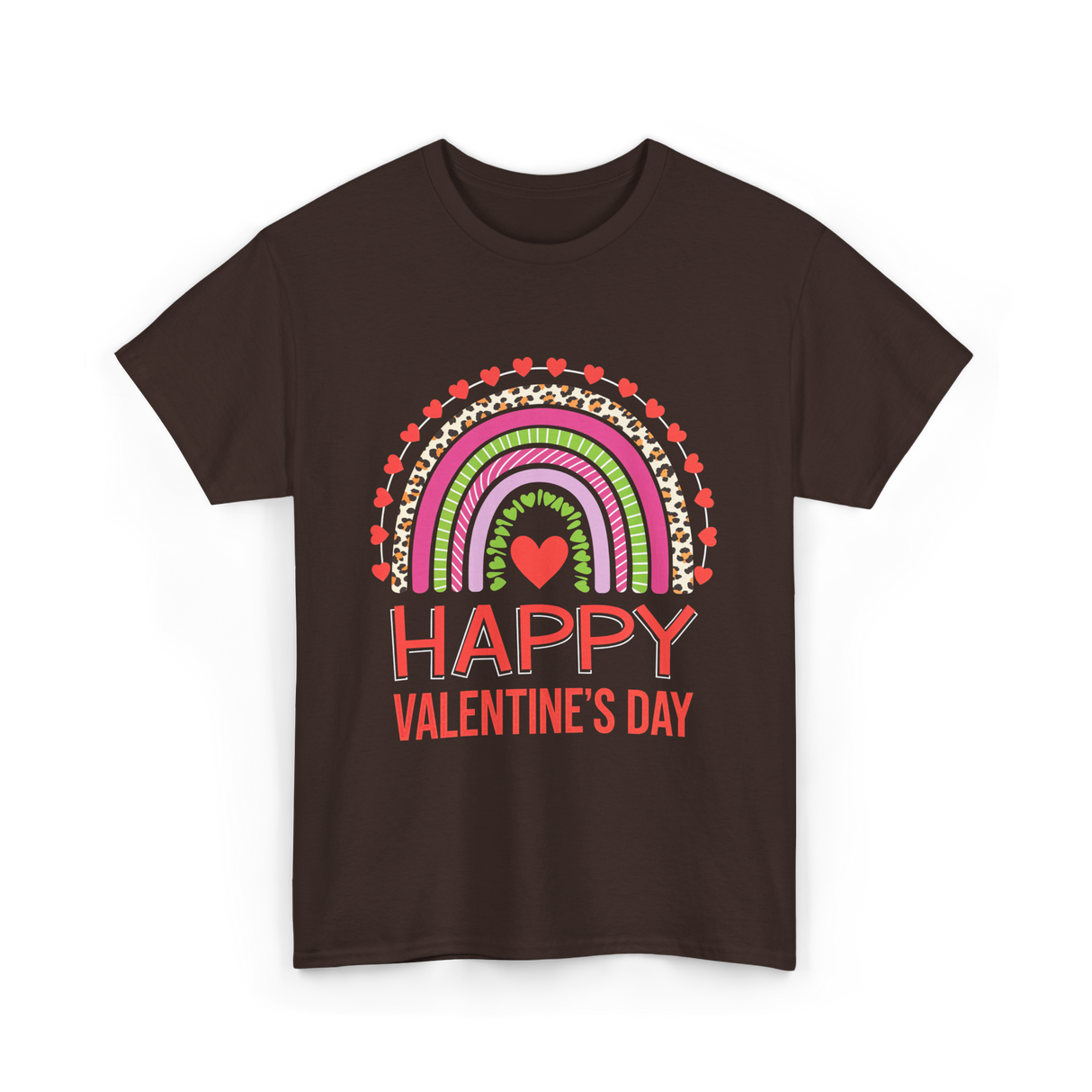 Happy Valentine's Day Rainbow T-Shirt - Dark Chocolate