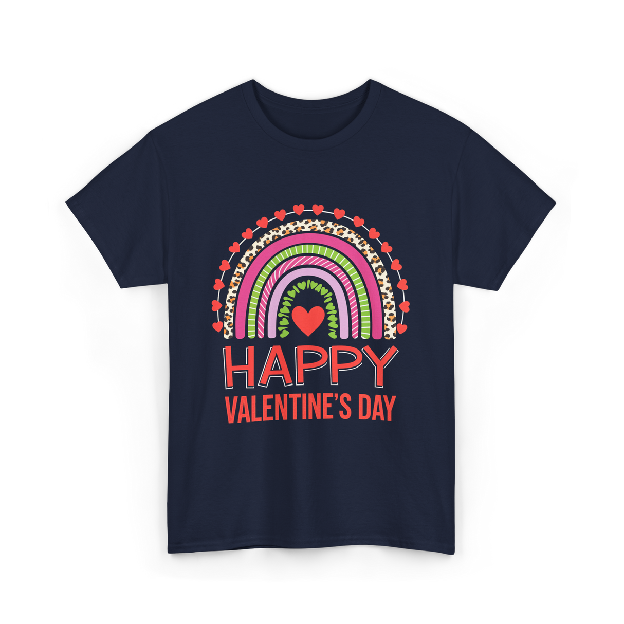 Happy Valentine's Day Rainbow T-Shirt - Navy