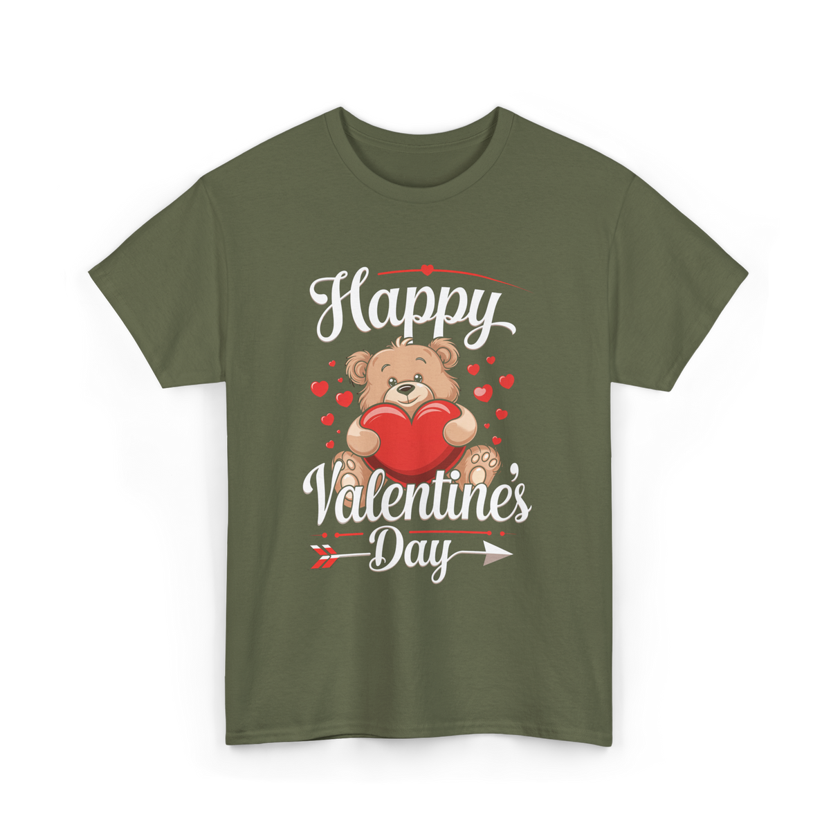 Happy Valentine's Day Valentine T-Shirt - Military Green