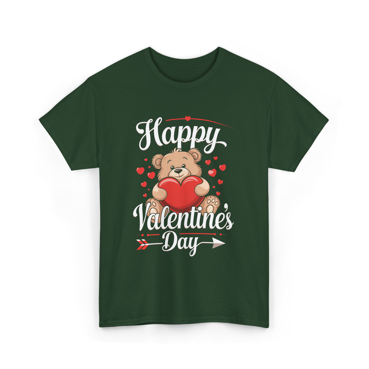 Happy Valentine's Day Valentine T-Shirt - Forest Green