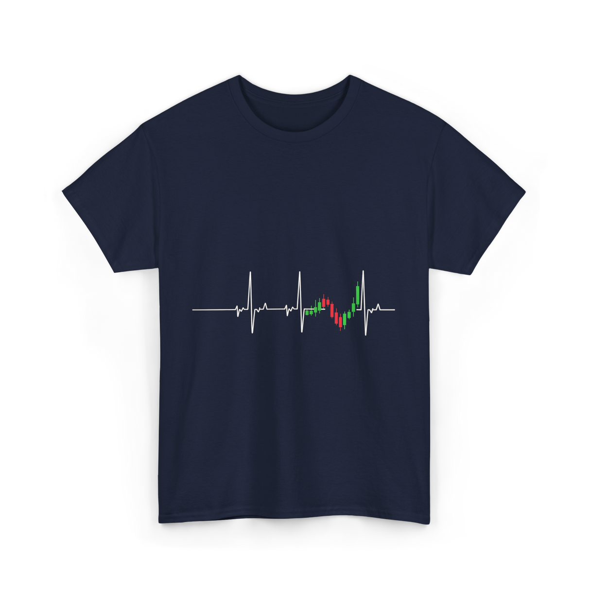 Heartbeat EKG Trading Stock Market T-Shirt - Navy