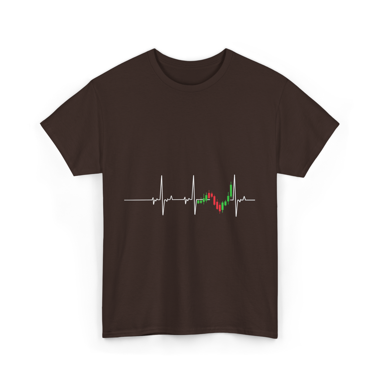 Heartbeat EKG Trading Stock Market T-Shirt - Dark Chocolate