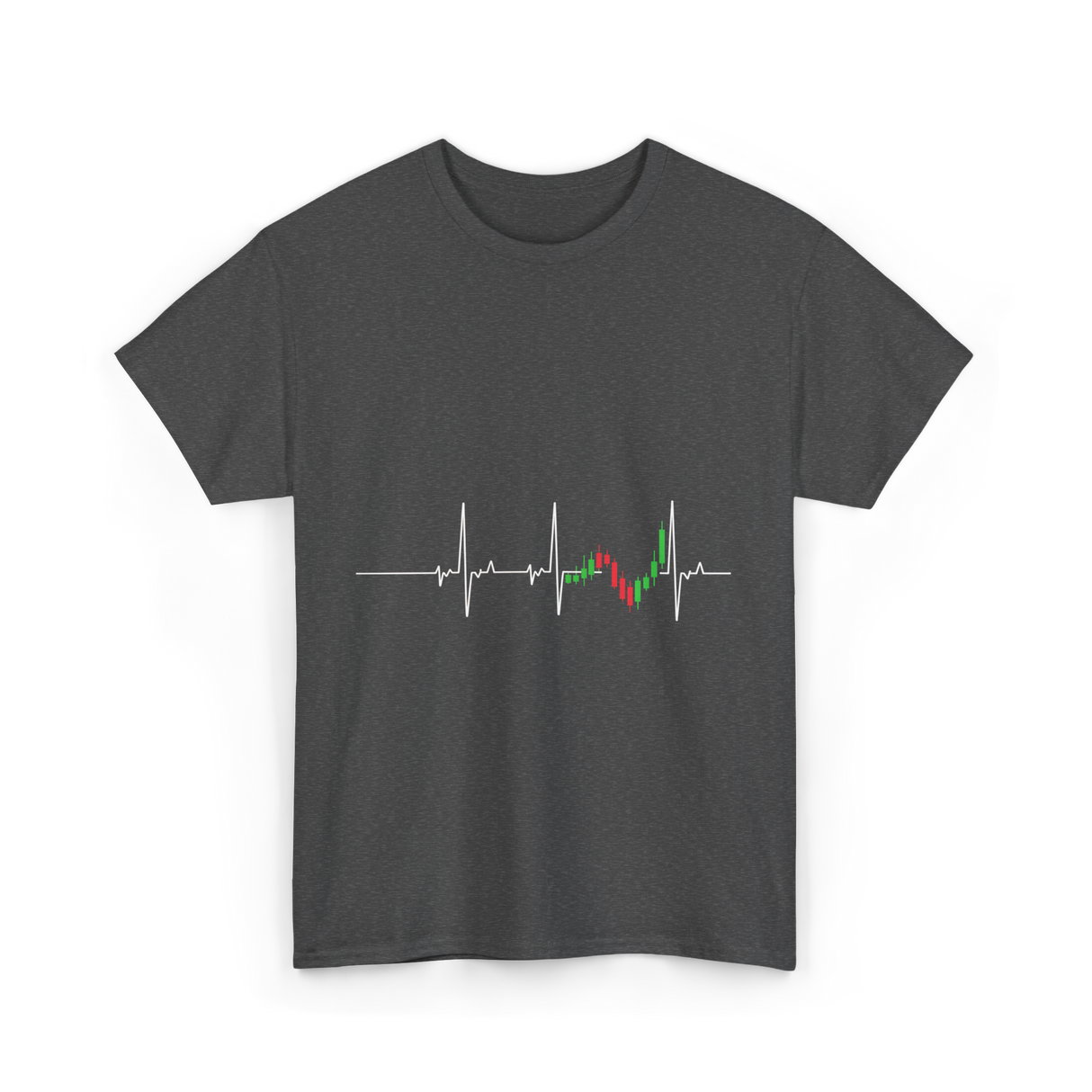 Heartbeat EKG Trading Stock Market T-Shirt - Dark Heather