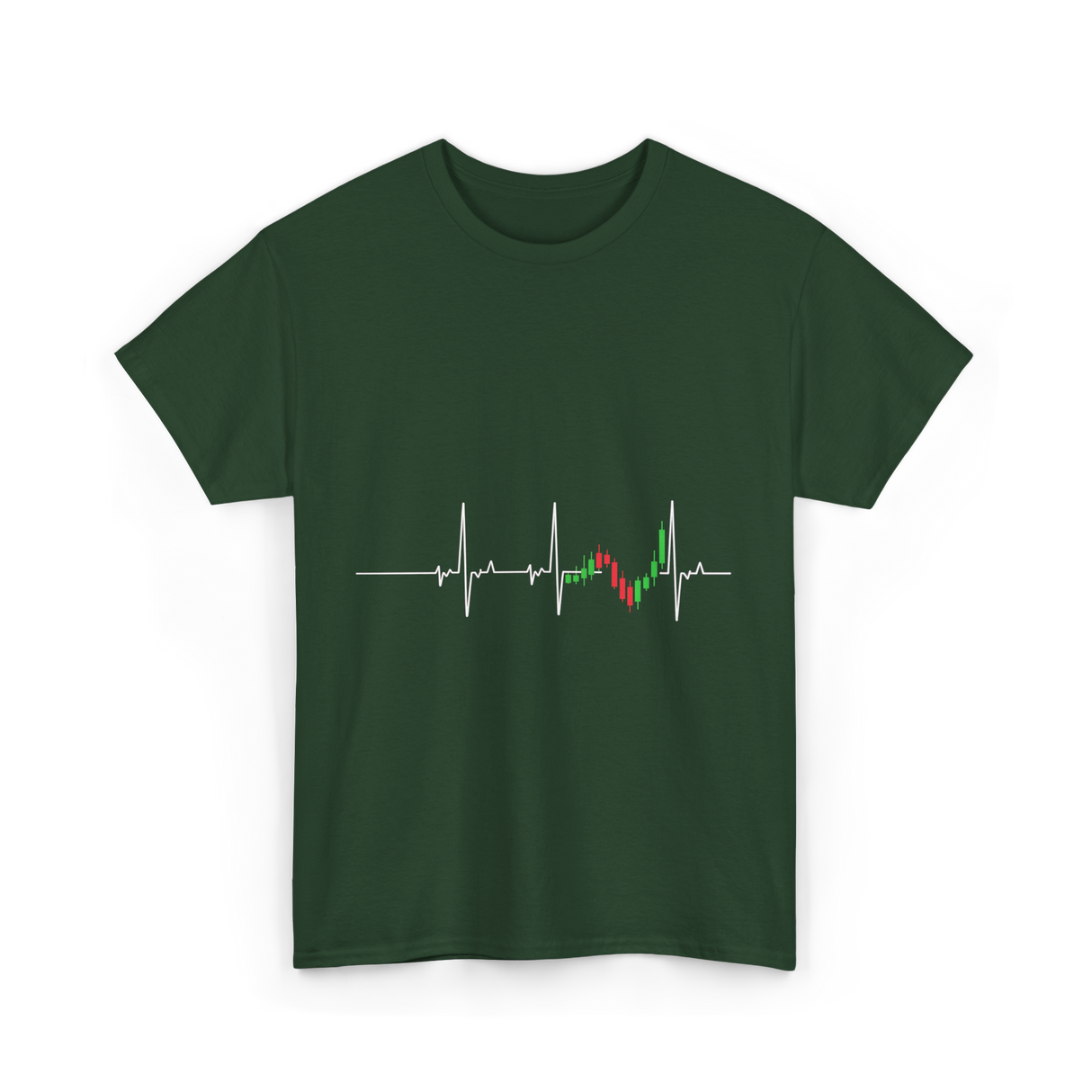 Heartbeat EKG Trading Stock Market T-Shirt - Forest Green