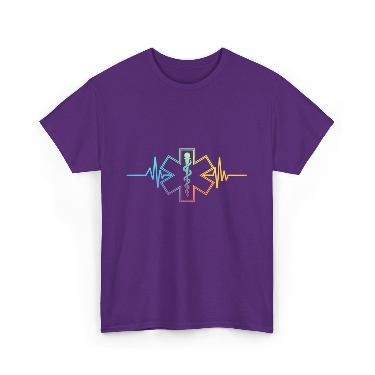 Heartbeat EMT Medical Worker T-Shirt - Purple