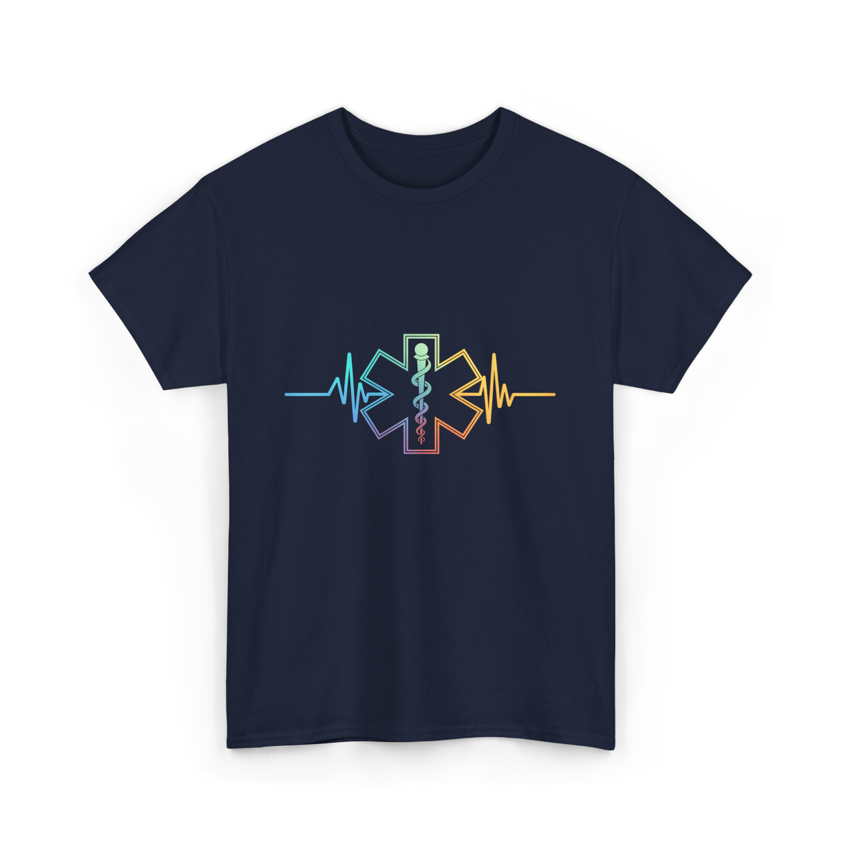 Heartbeat EMT Medical Worker T-Shirt - Navy