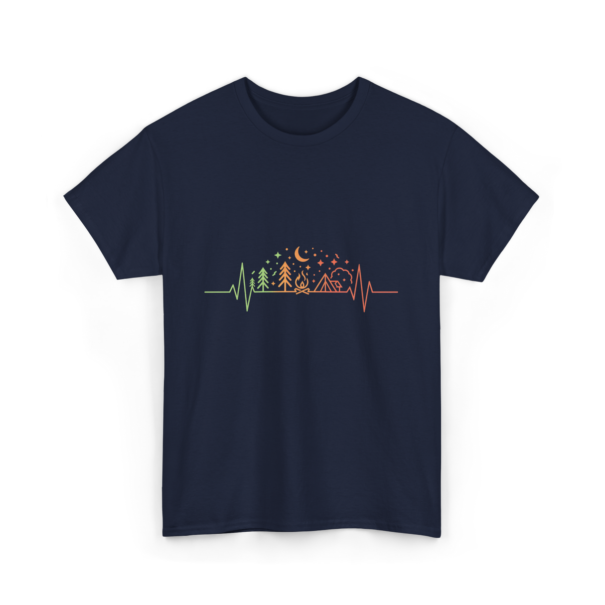 Heartbeat Nature Camping Outdoors T-Shirt - Navy