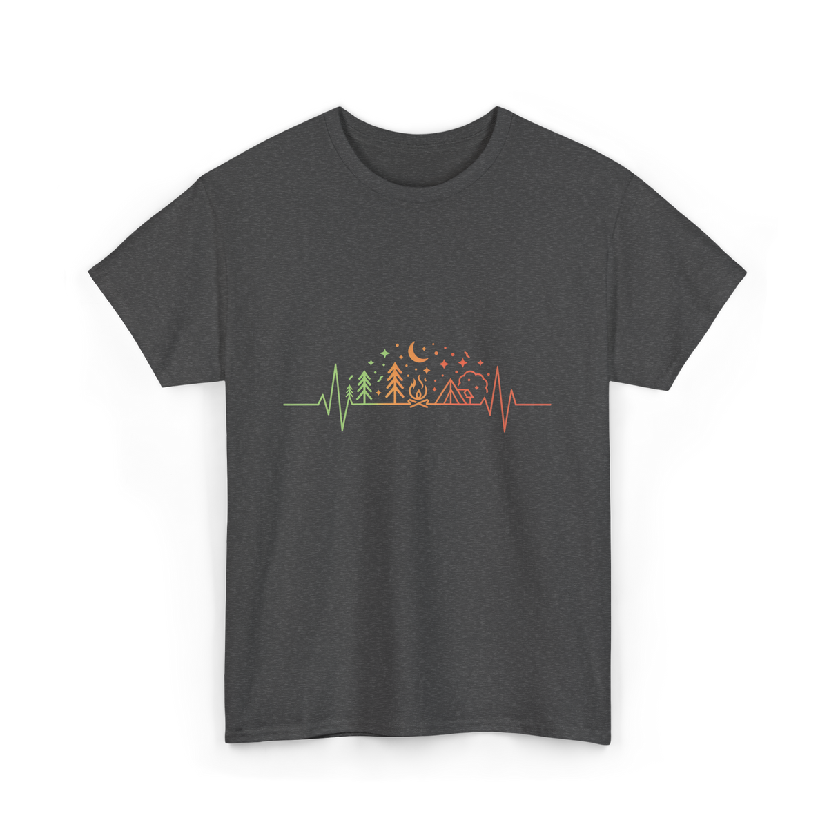 Heartbeat Nature Camping Outdoors T-Shirt - Dark Heather