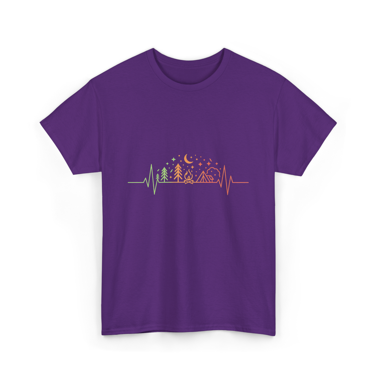 Heartbeat Nature Camping Outdoors T-Shirt - Purple