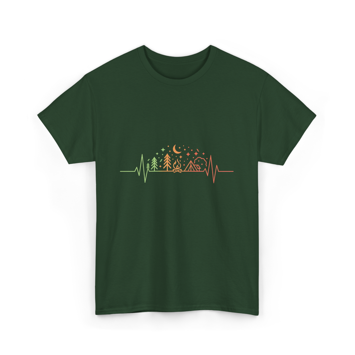 Heartbeat Nature Camping Outdoors T-Shirt - Forest Green