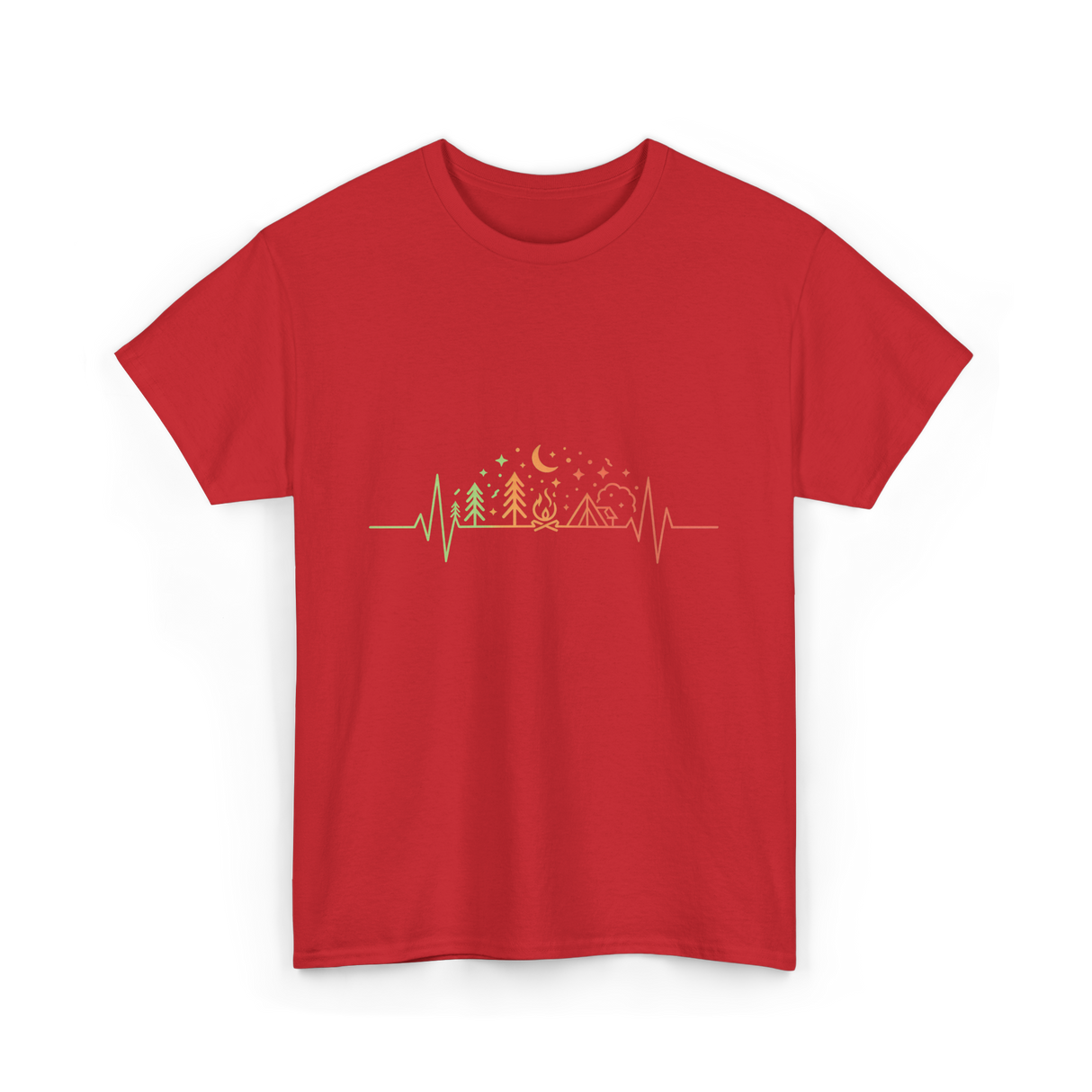 Heartbeat Nature Camping Outdoors T-Shirt - Red