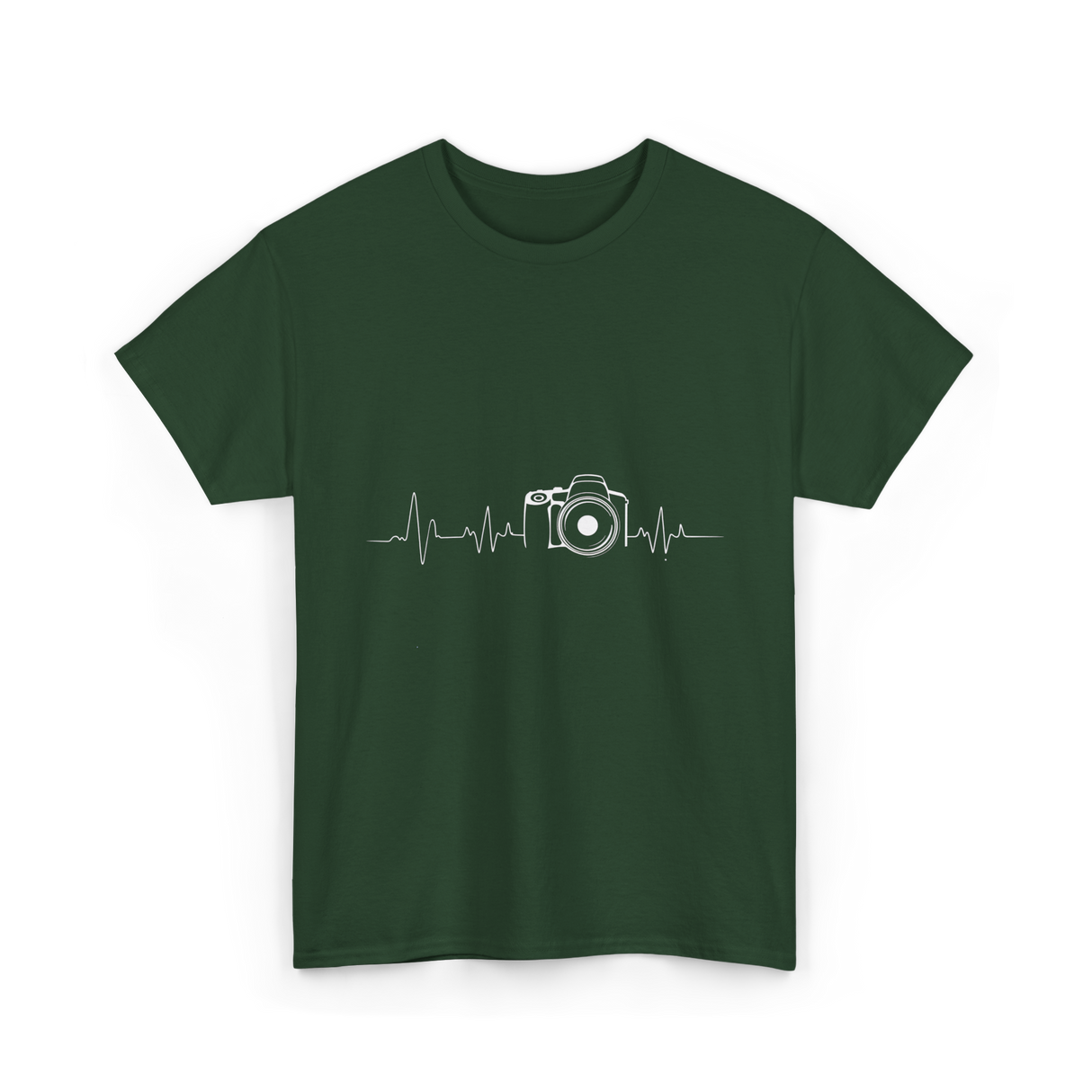 Heartbeat Photography Camera Photography T-Shirt - Forest Green