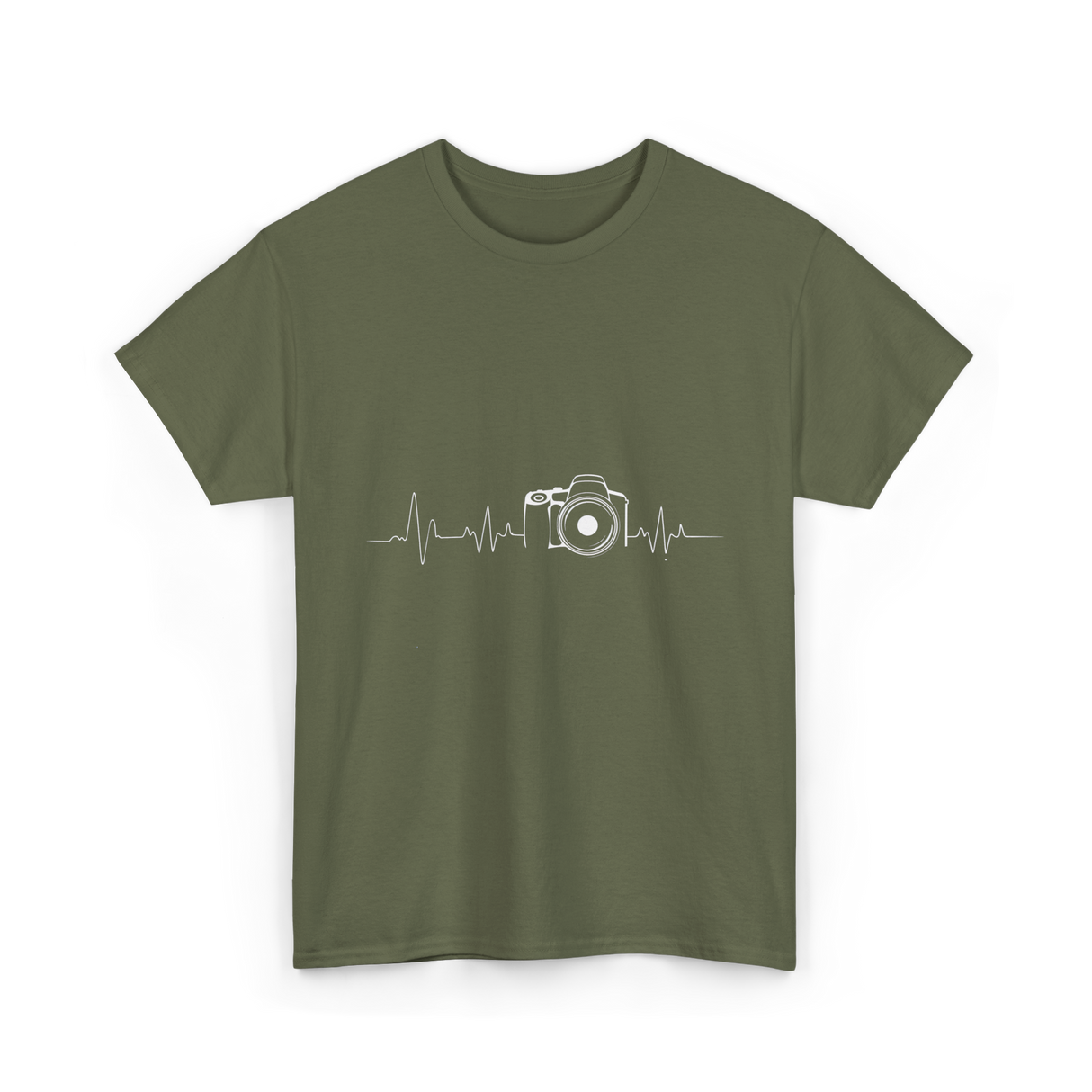 Heartbeat Photography Camera Photography T-Shirt - Military Green