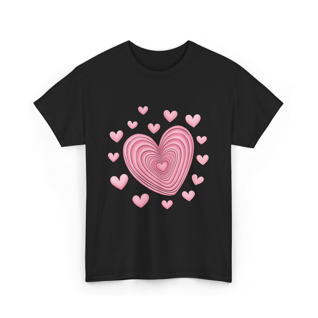 Hearts Kids Valentines Day Love T-Shirt - Black