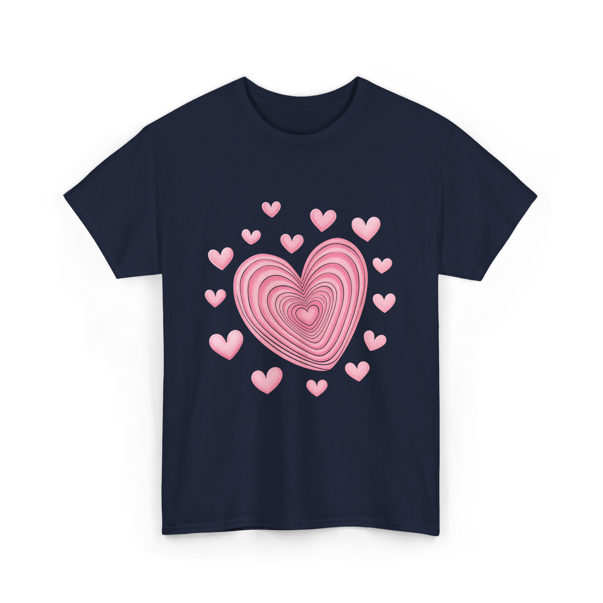 Hearts Kids Valentines Day Love T-Shirt - Navy
