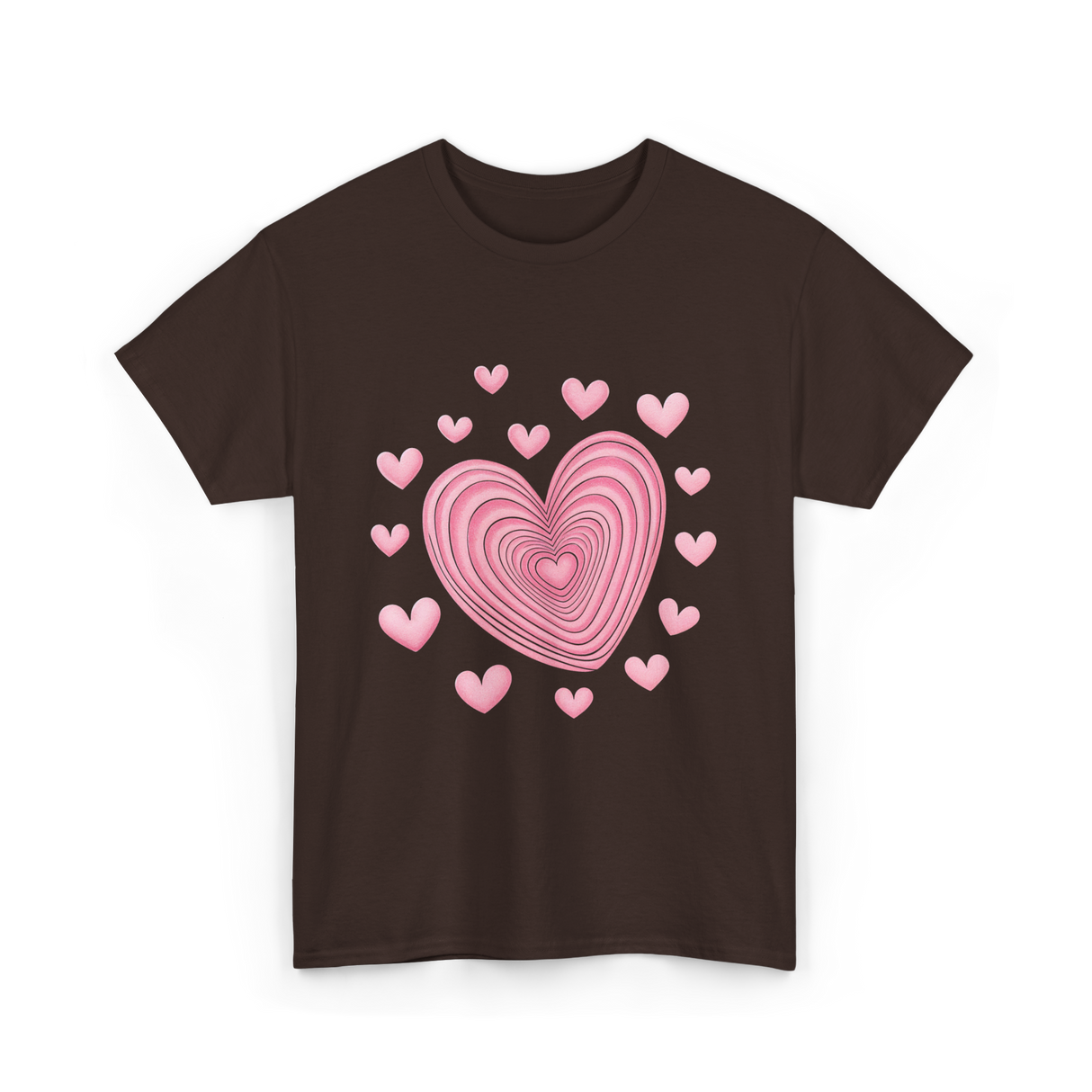 Hearts Kids Valentines Day Love T-Shirt - Dark Chocolate