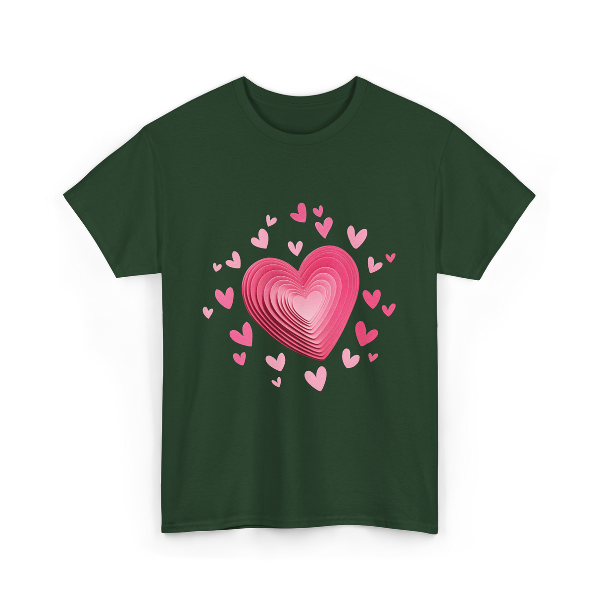 Hearts Valentines Day Kids Love T-Shirt - Forest Green