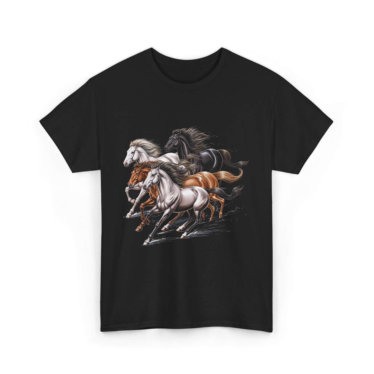 Horses Running Horse Lover T-Shirt - Black