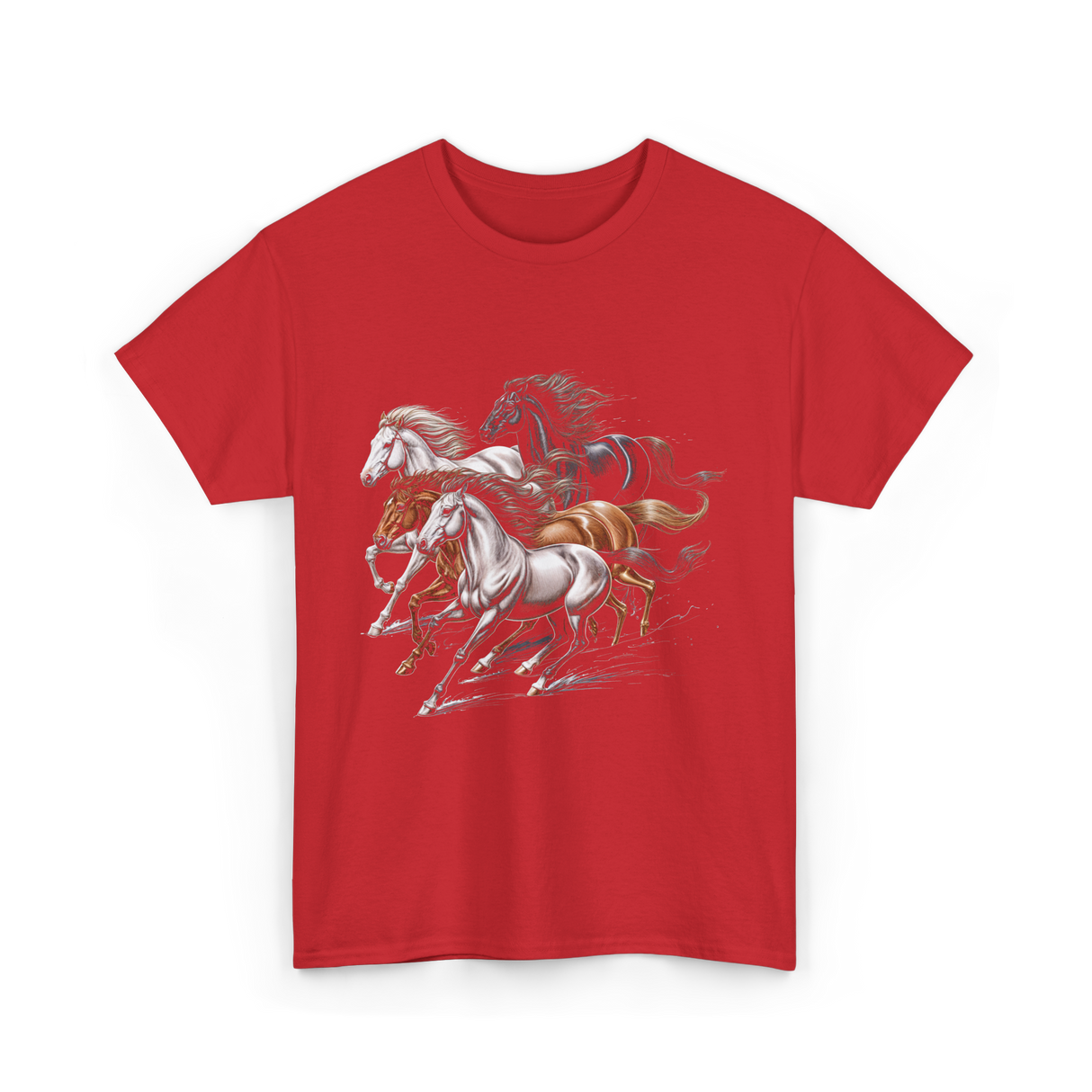Horses Running Horse Lover T-Shirt - Red