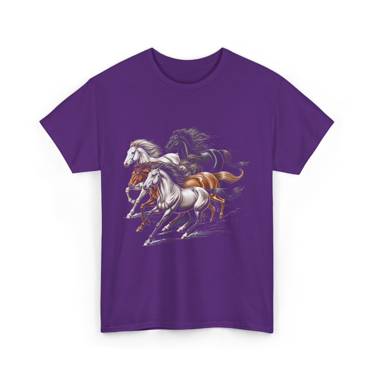 Horses Running Horse Lover T-Shirt - Purple